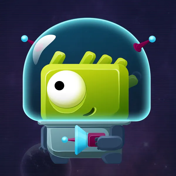 Los Aliens app icon of a one-eyed green alien in a spacesuit helmet