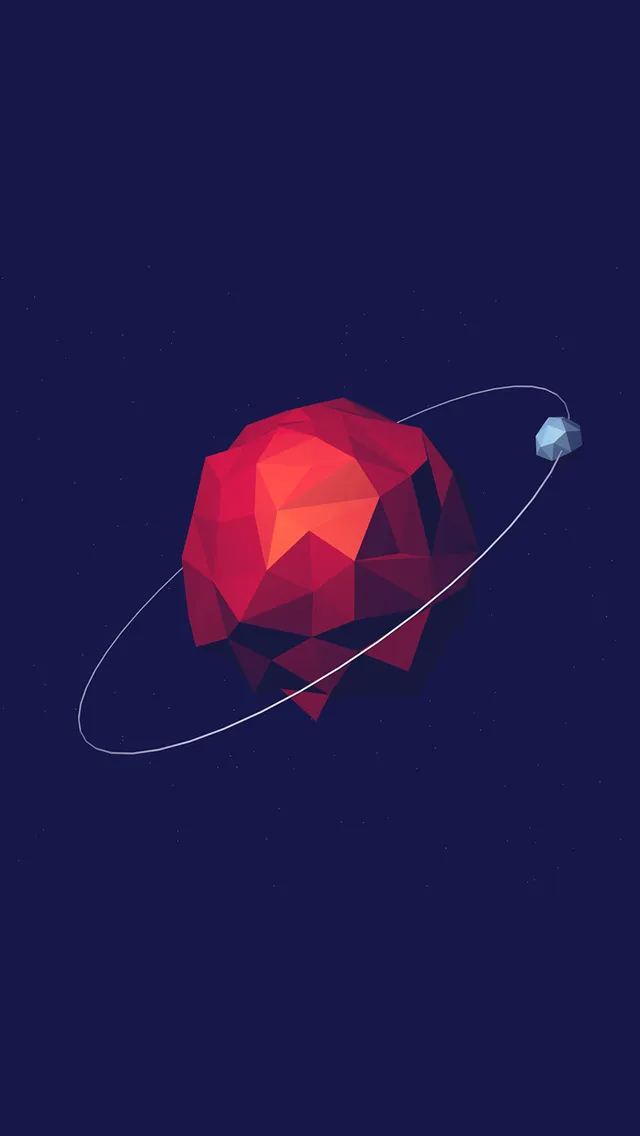 Minimalist low-poly planet splash screen graphic