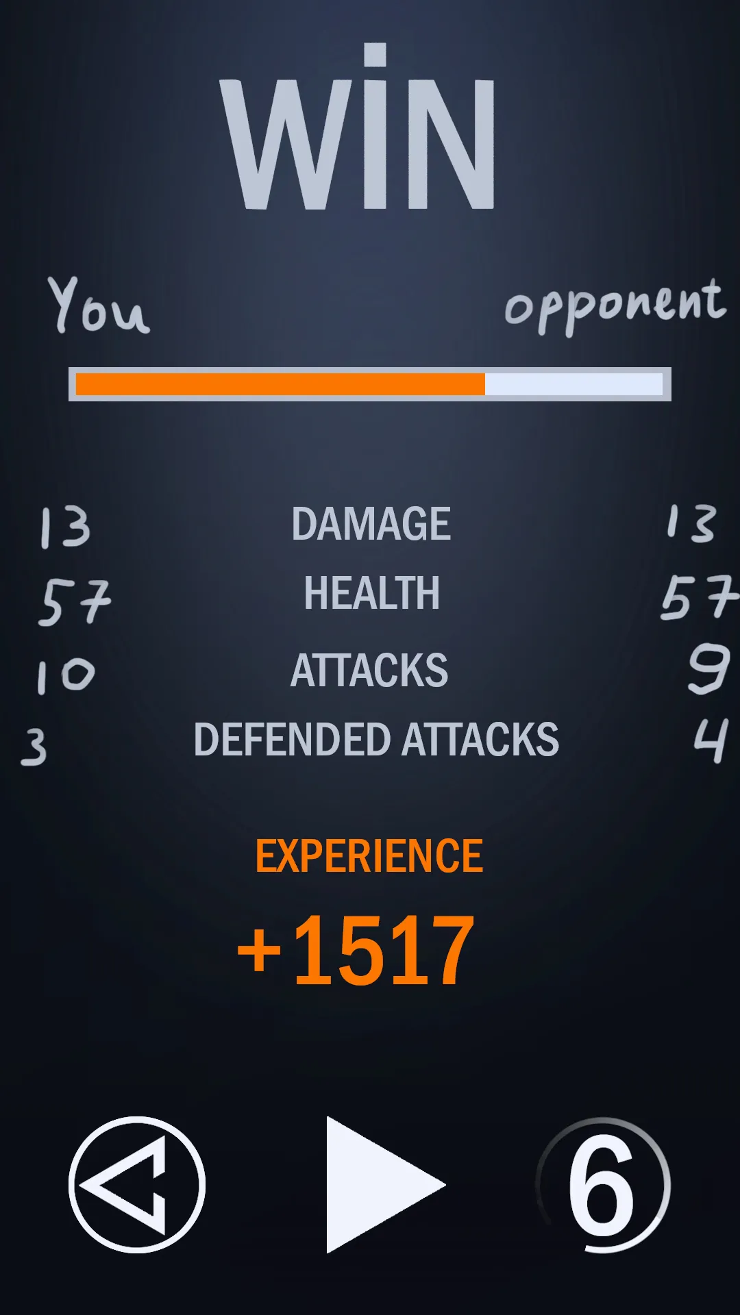 Arena of Honor: match win screen