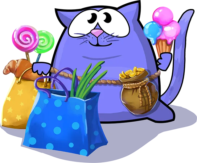 Feed the Cat: cat character in the shop screen