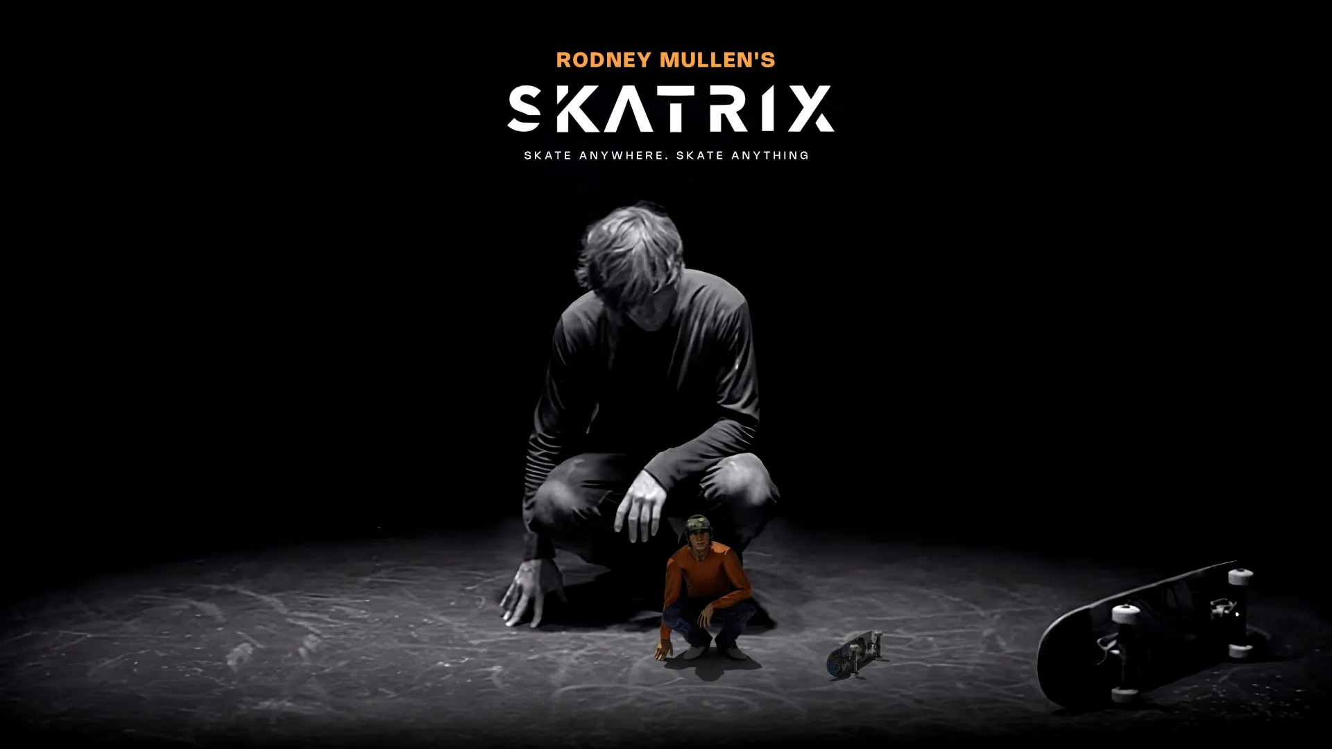 Rodney Mullen skateboarding photo used in the deck