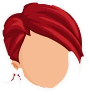 Sample avatar customization item art: a red hairstyle icon for the RoomScape avatar creator