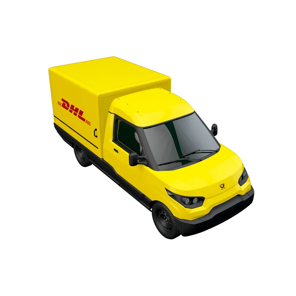 AR-collectible render of DHL's StreetScooter electric delivery van