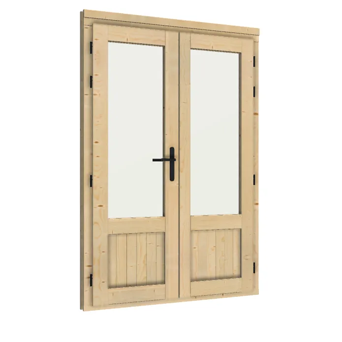 Double glazed door hardware option render