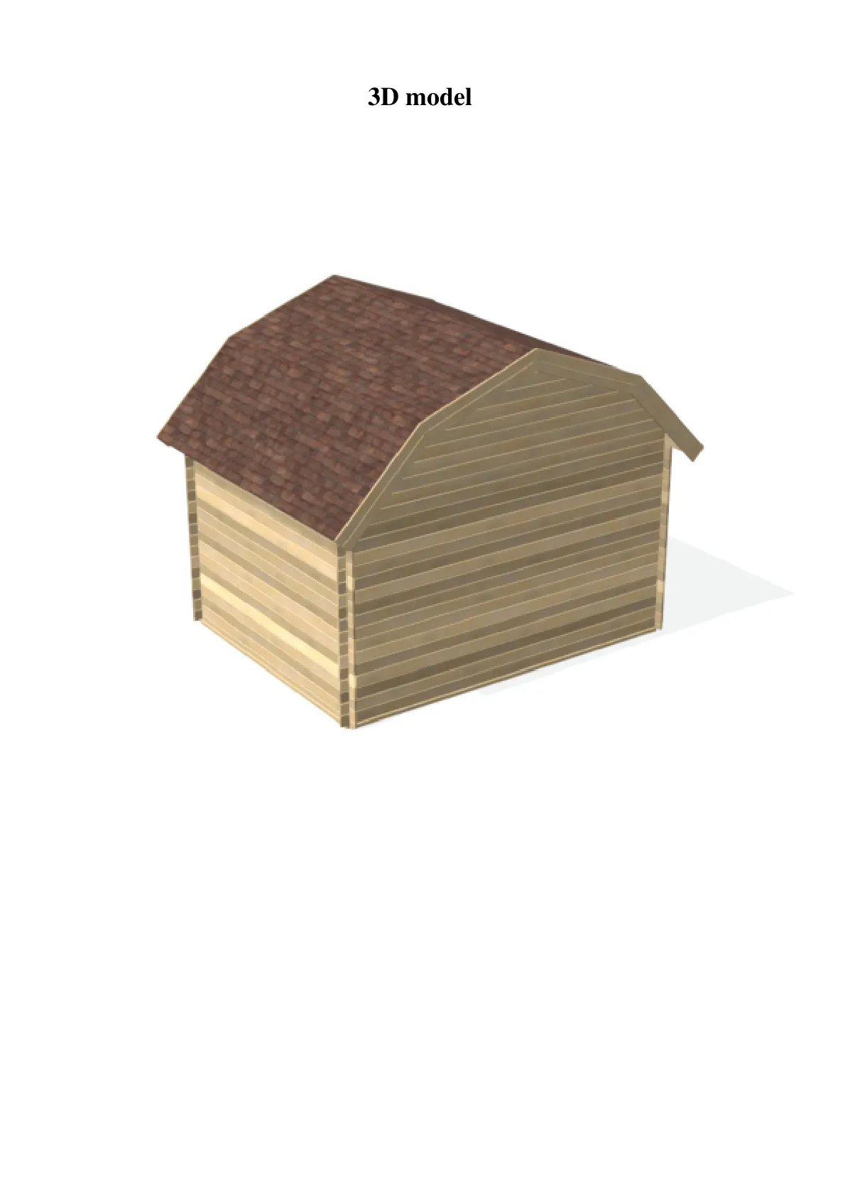 In-app exported 3D render of a configured log-cabin model